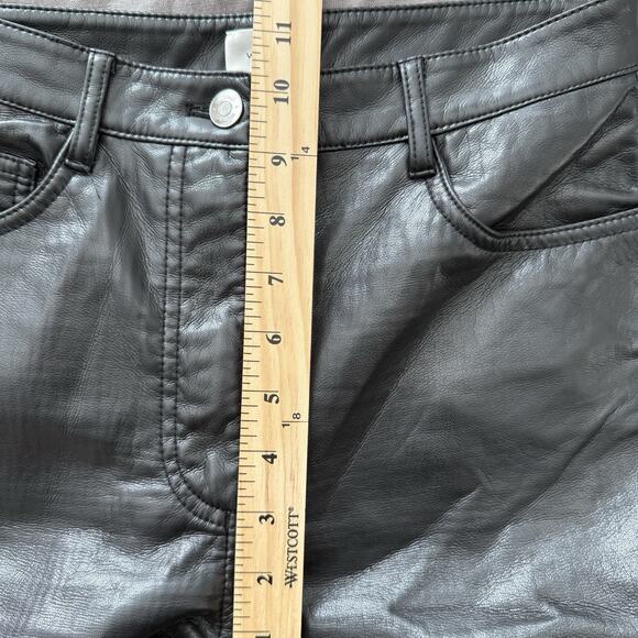 Aritzia Wilfred Faux Leather Pants Straight Leg Black Cropped Size 4 - Picture 5 of 10